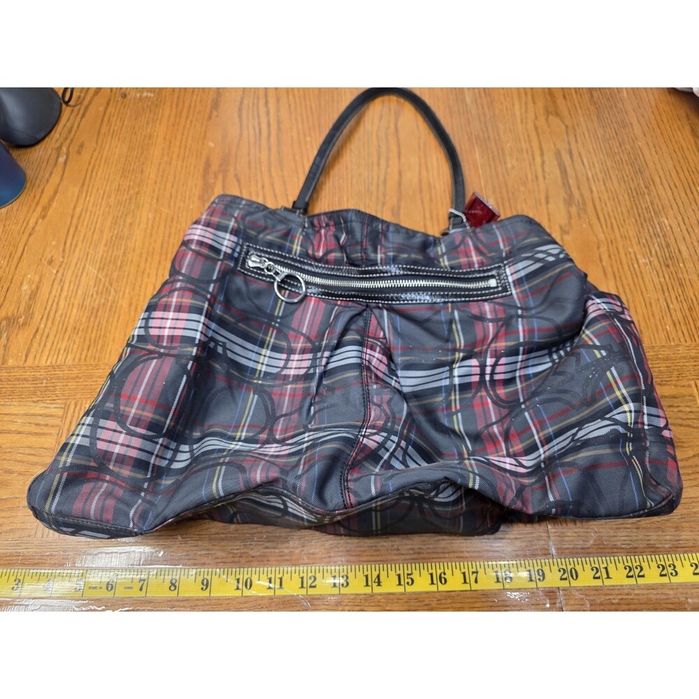 COACH Gabby Tartan Signature XLarge Tote Bag Red Glitter - Picture 14 of 16